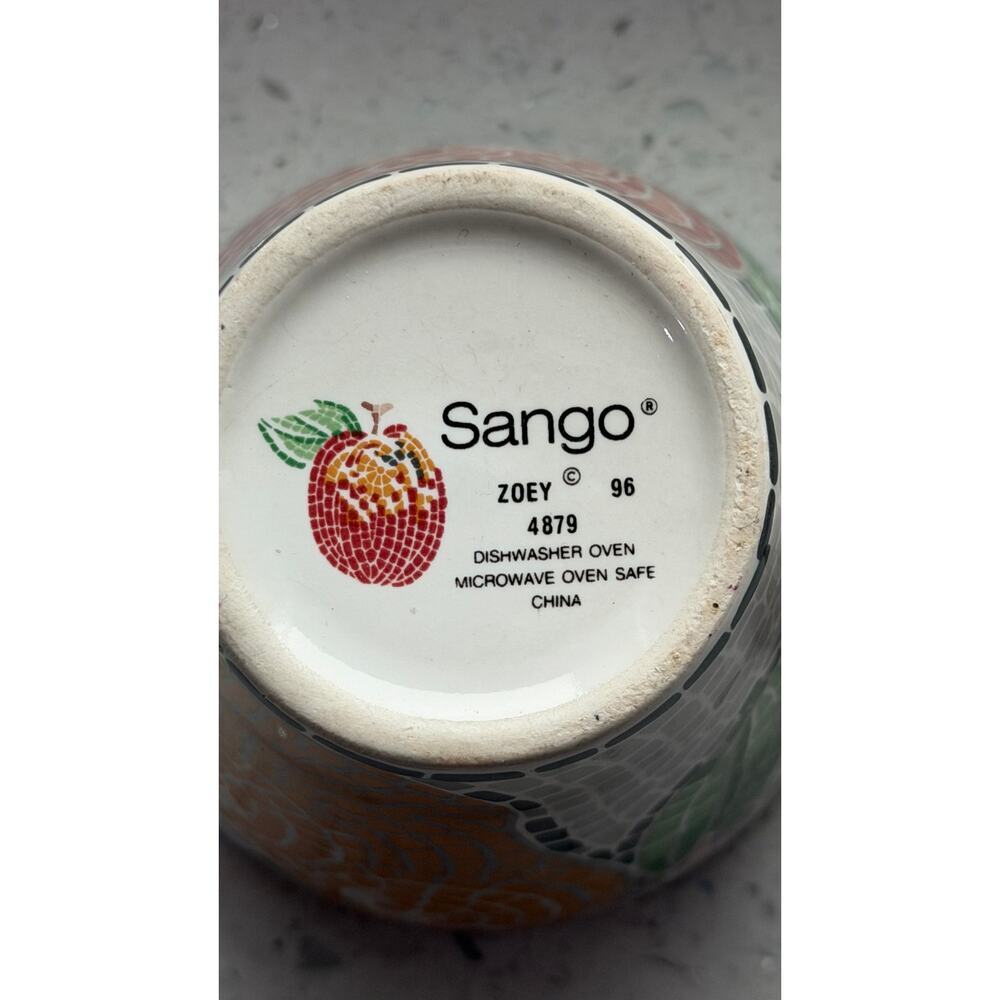 Set of 4 Vintage Sango Zoey 4879 Mosaic Fruit Design Cup & Saucer Set - Picture 6 of 7